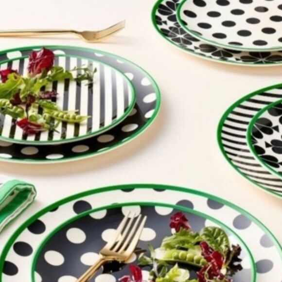 Kate Spade NY x Target 2025 Black and White Clover Appetizer Plate Set of 4 NEW - Picture 10 of 10
